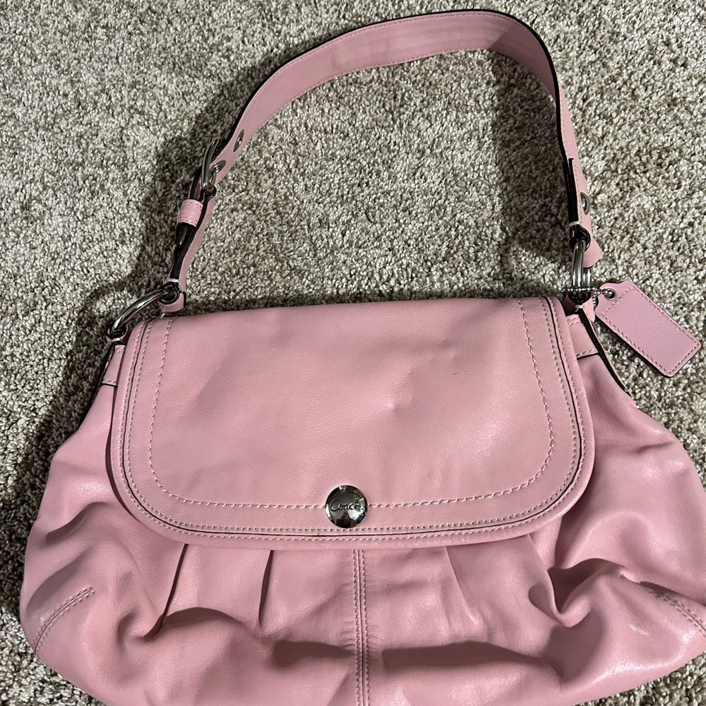 Pink Leather Shoulder Bag